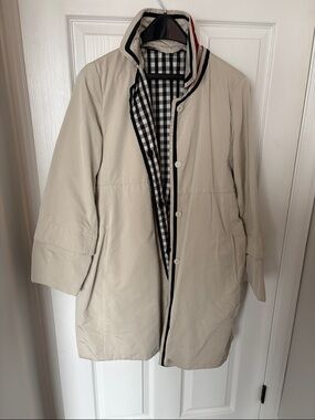 Max Mara Reversible Light Beige/Gingham Toggle Coat